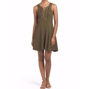 Torn by Ronny Kobo Ribbed Knit Lace-up Dress